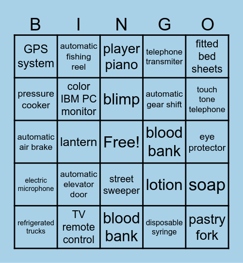INVENTIONS BY AFRICAN AMERICANS Bingo Card