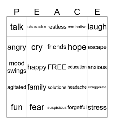 P.A.C.T. Bingo Card