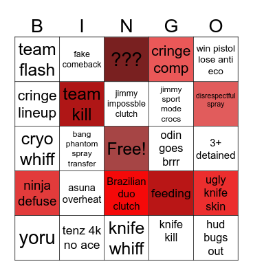 sen vs 100t Bingo Card