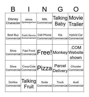 Super Bowl Bingo Card