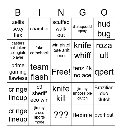 c9 vs sen Bingo Card