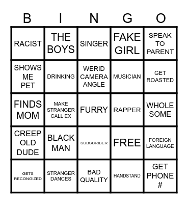 OMEGLE BINGO Card