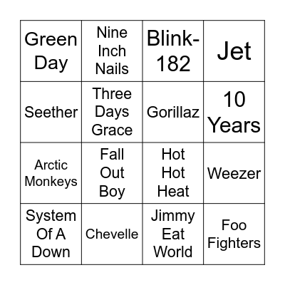 Boogie Down Bingo Card