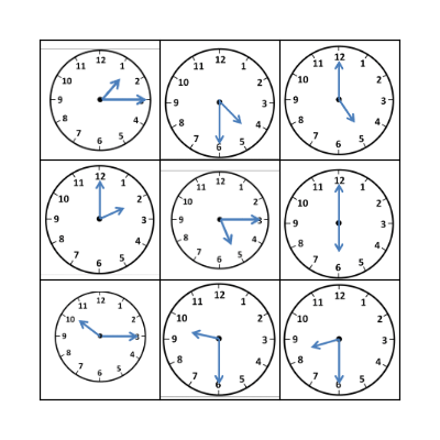 Telling the time Bingo Card