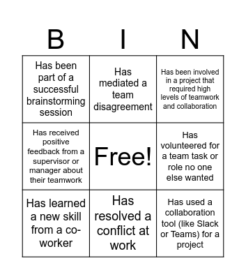 Networking Bingo Card
