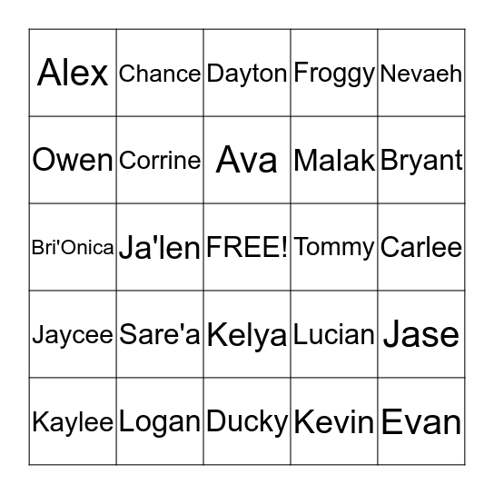Mrs. Montavon's Sweet Loves!!! Bingo Card