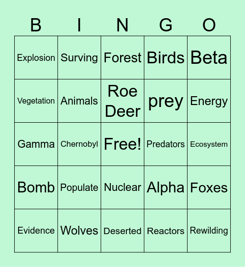 The Chernobyl Disaster Bingo Card