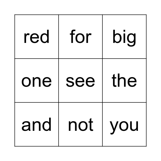 BINGO List 2 Bingo Card