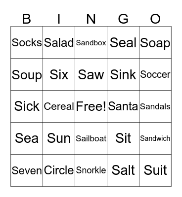 S-words Bingo Card