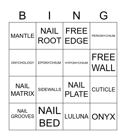 NAIL BLING Bingo Card