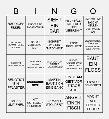 7 VS. WILD Bingo Card