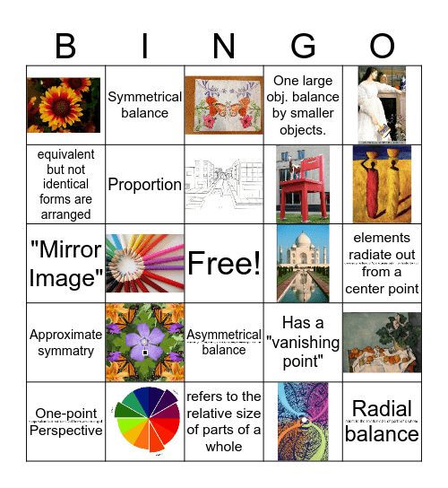 Balance & Proportion Bingo Card