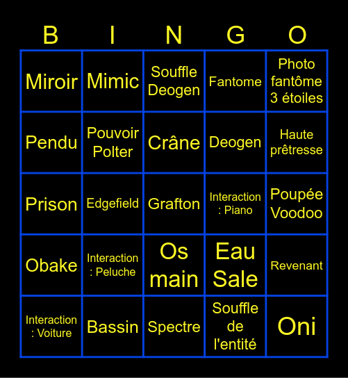 Bingo Phasmo Bingo Card