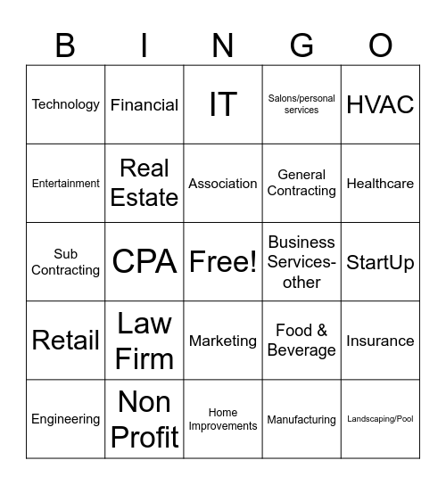 Business Banking Challenge Bingo Card