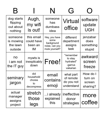 Just Another Day at the Virtual Castle Bingo Card