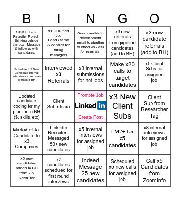 CONS TEAM RECRUITING CHALLENGE Bingo Card