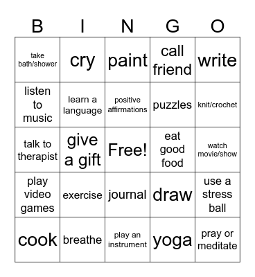 Coping Skills Bingo! Bingo Card