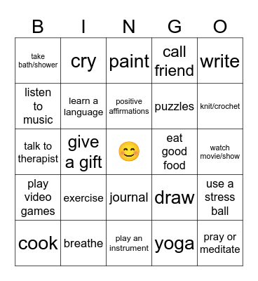 Coping Skills Bingo! Bingo Card