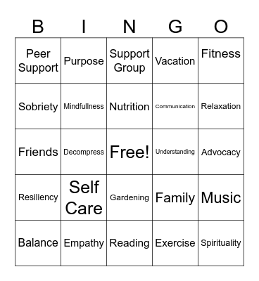 Wellness Bingo Card