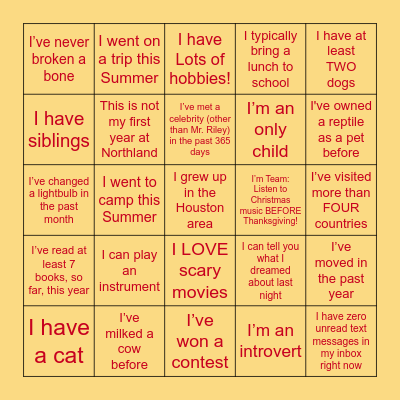 ABOUT ME BINGO! Bingo Card