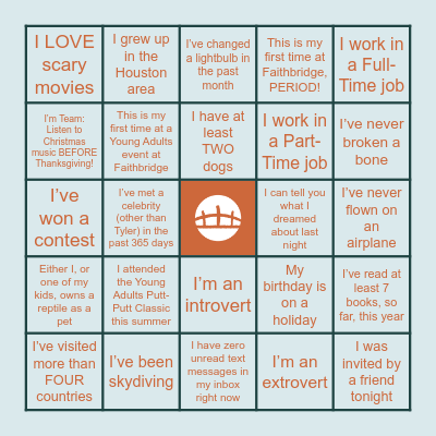 ABOUT ME BINGO Card