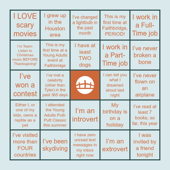 ABOUT ME BINGO Card