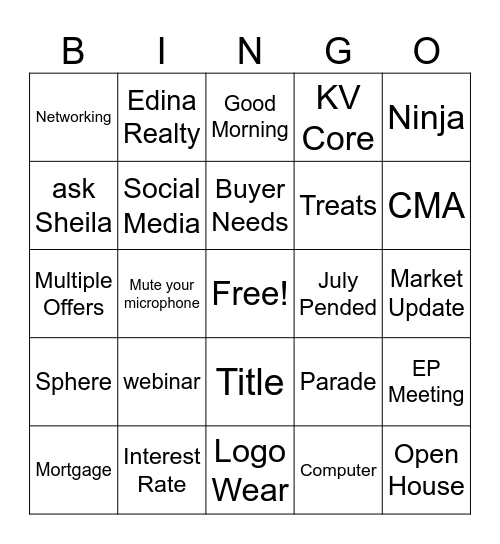 Business meeting Bingo Card