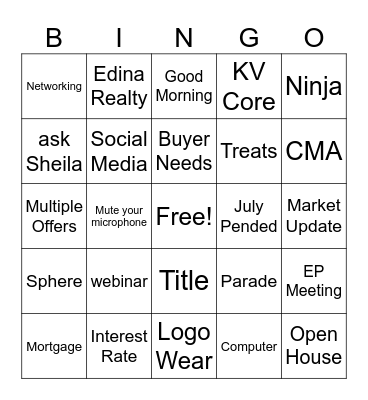 Business meeting Bingo Card