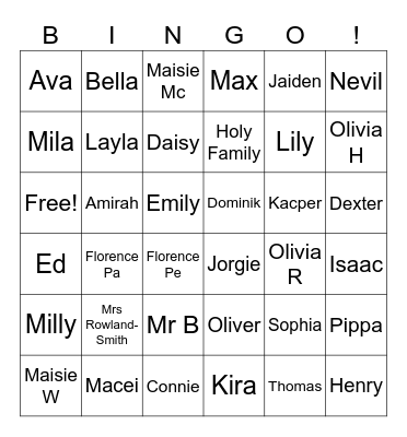 Holy Family Leavers 2023 Bingo Card