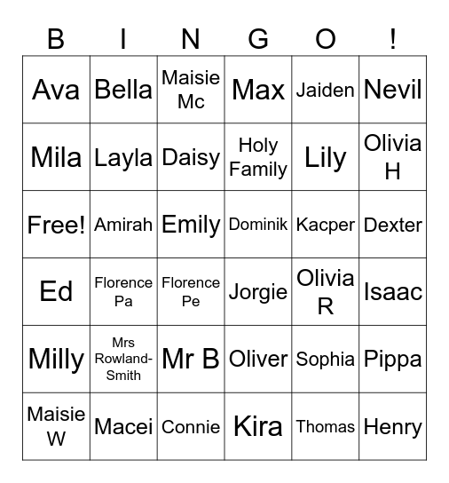 Holy Family Leavers 2023 Bingo Card