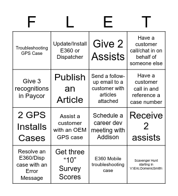 Fleet Bingo Card