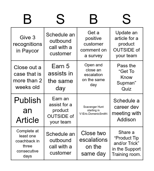 Business Solution Bingo Card