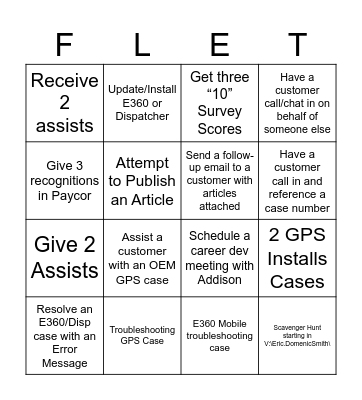 Fleet Bingo Card