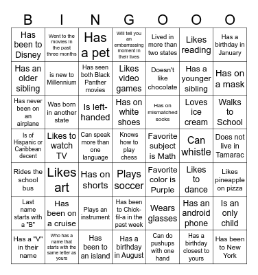 Find someone who... Bingo Card