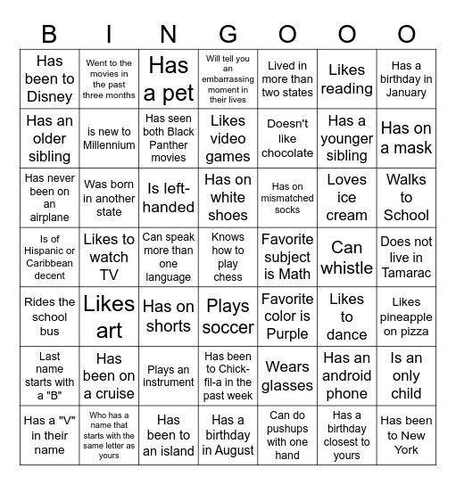 Find someone who... Bingo Card