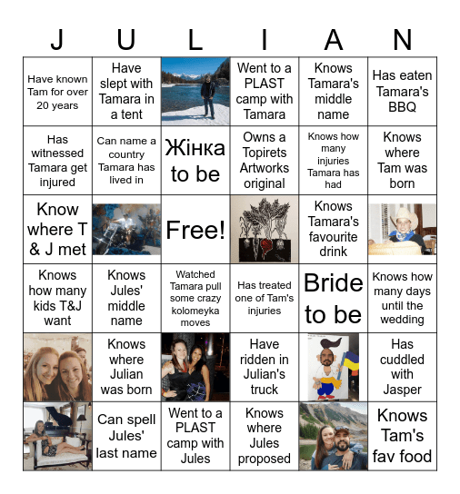 Tamara's Bachelorette BINGO Card