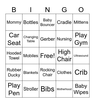 Candelaria Baby Shower Bingo Card