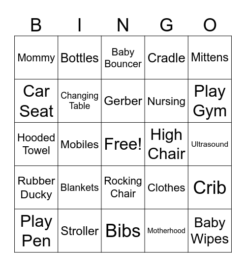 Candelaria Baby Shower Bingo Card