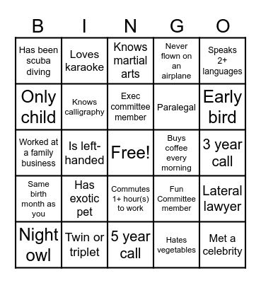 HARRIS HUMAN BINGO! Bingo Card