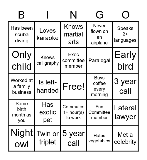 HARRIS HUMAN BINGO! Bingo Card