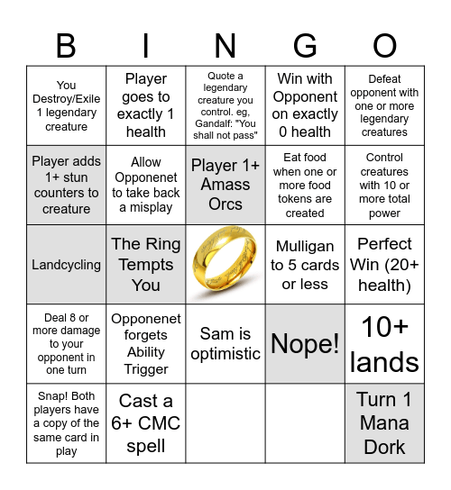 Magic Bingo Card