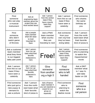 Doubling-Down on Data - Team Bingo Card