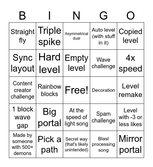 GD Recent tab bingo Card