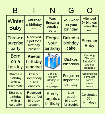 Happy Birthday!!! Bingo Card