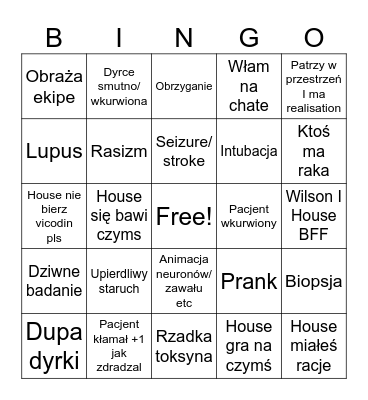 Odcinek dr house Bingo Card