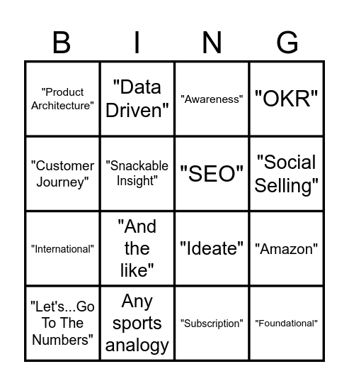 Buzzword Bingo Card