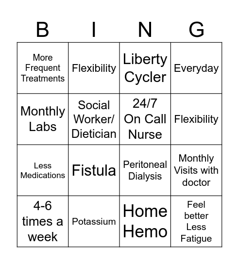 Home Therapy Bingo Card