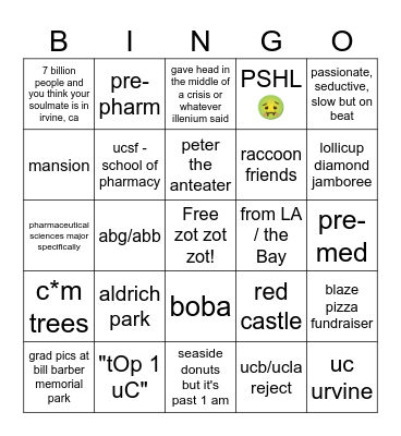 collect them all zot zot zot edition Bingo Card