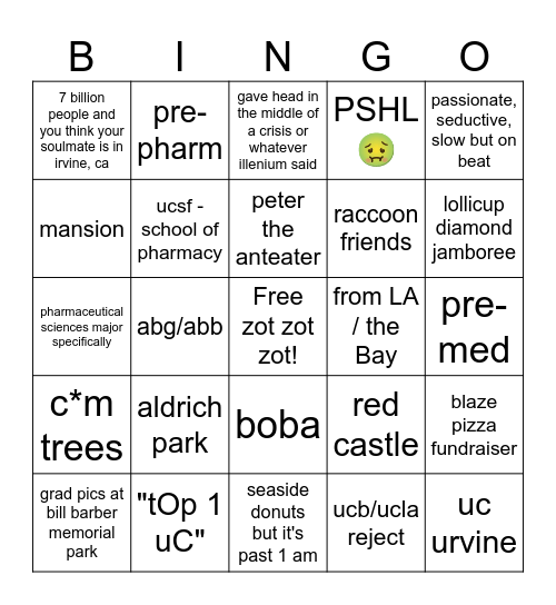 collect them all zot zot zot edition Bingo Card