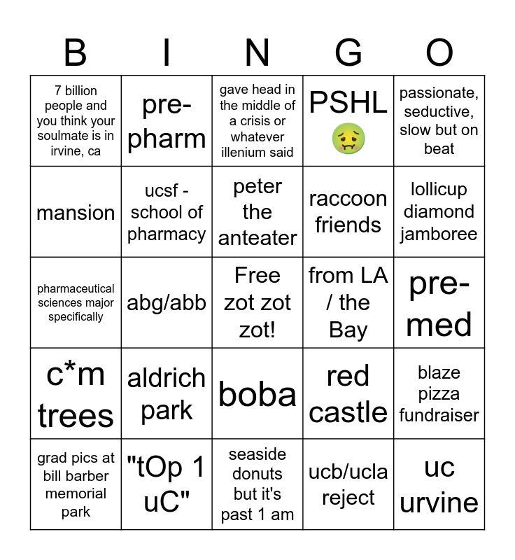 collect them all zot zot zot edition Bingo Card